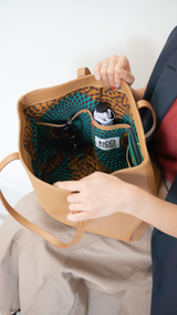 Leather Book Tote L -Camel-