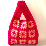 ニット・スクエア・バッグ - ピンク -