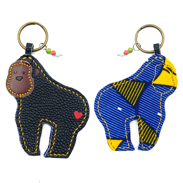 Gorilla key holder -gold & blue-