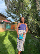 レザーモシェット・ダークブラウン - ハイライフ・ブルー -