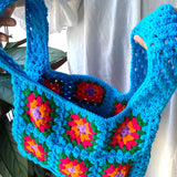 ニット・スクエア・バッグ - ライトブルー -