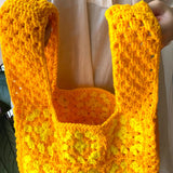ニット・スクエア・バッグ - イエロー -