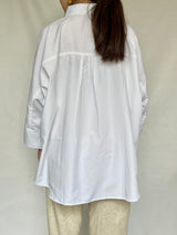 オーバーサイズシャツ - ホワイトシャツxピンクフラミンゴ -