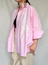 オーバーサイズシャツ - ピンクシャツxキリン -