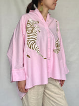 オーバーサイズシャツ - ピンクシャツxゼブラ -