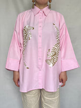 オーバーサイズシャツ - ピンクシャツxゼブラ -