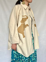 オーバーサイズシャツ -ベージュシャツxブラウンエレファント -