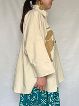 オーバーサイズシャツ -ベージュシャツxブラウンエレファント -