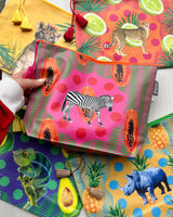 サファリポーチ(マチ付き)- Pineapple Rhino -