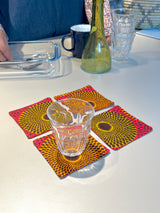 コースター (4枚セット) - ビッグアイ・パープル&イエロー -