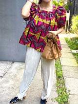 Gather blouse -Ladder Pink-