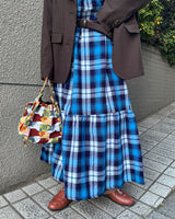 クロスティアードドレス - マサイシュカ ・ ブルー&ブラック -