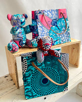 アフリカンプリント・テディベアw/ギフトバッグ - サンセット・トライブ -