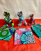 アフリカンプリント・テディベアw/ギフトバッグ - サンセット・トライブ -