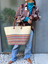 Madagascar Colorful Basket -Light Beige-