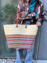 Madagascar Colorful Basket -Light Beige-