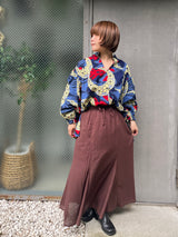 リラックス・ロングシャツ - 青にほどける花 -