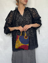 プティバッグ - ビッグアイ・ブルーピンク&カーキ -