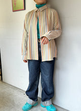 キコイ・シンプルシャツ- ベージュストライプ -