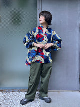 リラックス・ロングシャツ - 青にほどける花 -