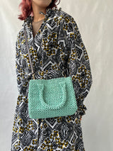 Paper-BeadedColorful bag with strap -mint-