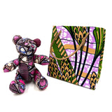 アフリカンプリント・テディベアw/ギフトバッグ - ピンク・ドリーム -