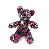 アフリカンプリント・テディベアw/ギフトバッグ - ピンク・ドリーム -