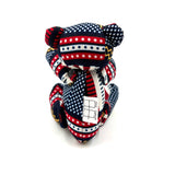 アフリカンプリント・テディベアw/ギフトバッグ - ネイビー・ビート -