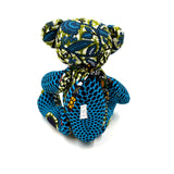 アフリカンプリント・ビッグテディw/ギフトバッグ - ブルーオルナ -