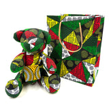 アフリカンプリント・ビッグテディw/ギフトバッグ - グリーンスピリット -