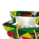 アフリカンプリント・ビッグテディw/ギフトバッグ - グリーンスピリット -