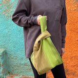 キコイ・マルシェストライプバッグ - ベイビーグリーン -