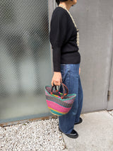 エレファントグラスバスケット S - ピンク&ブラック -