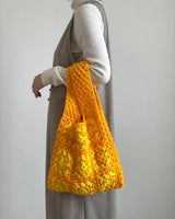 ニット・スクエア・バッグ - イエロー -