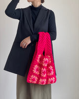 ニット・スクエア・バッグ - ピンク -