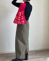 ニット・スクエア・バッグ - ピンク -