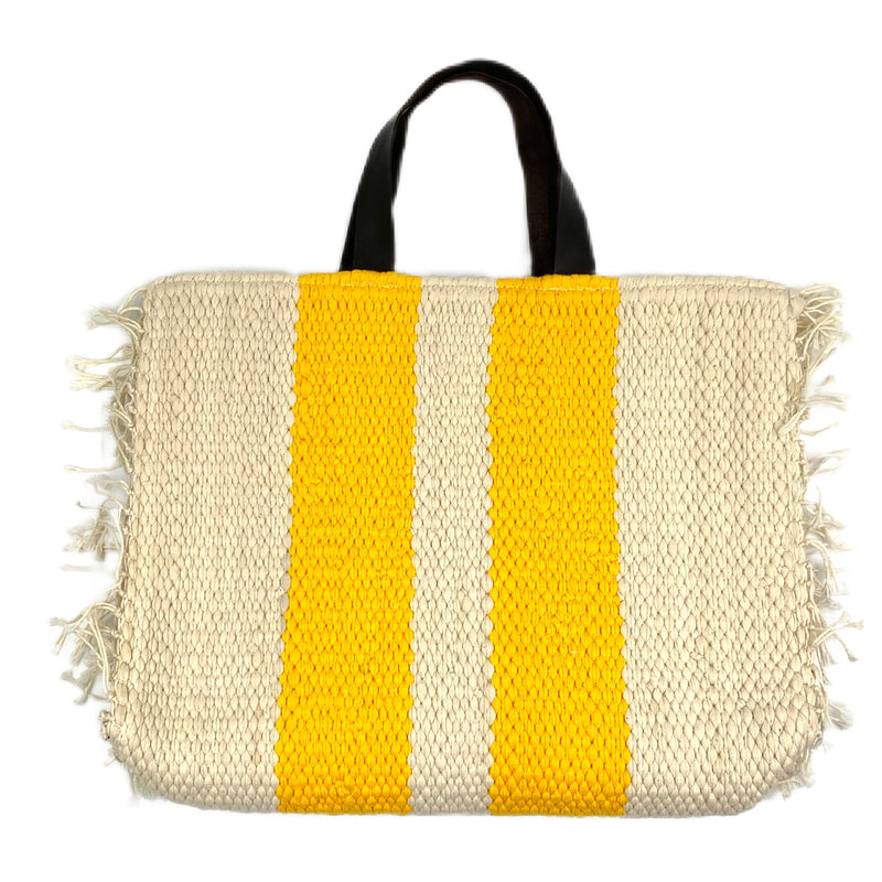 Crosshet Striped Bag-Yellow & White -