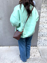 レザー・ミニ・ポシェット - うずまき・ブルー&ピンク -