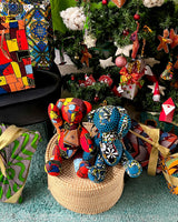 アフリカンプリント・ビッグテディw/ギフトバッグ - ネオンフォレスト -