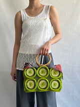 フルーツクロシェット・バスケットw/ミニアズマバッグ - ライトグリーン -