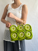 フルーツクロシェット・バスケットw/ミニアズマバッグ - ライトグリーン -