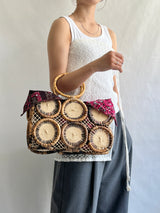 フルーツクロシェット・バスケットw/ミニアズマバッグ - ウォルナット -