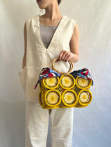 フルーツクロシェット・バスケットw/ミニアズマバッグ - イエロー -