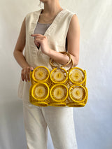 フルーツクロシェット・バスケットw/ミニアズマバッグ - イエロー -