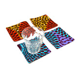 コースター (4枚セット) -ビッグアイ・オレンジ&カーキ -&ビッグアイ・パープル&ブルー -