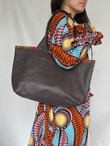 ナジュマ・レザートートL - ダークブラウン - ハイライフ・ブラウン -