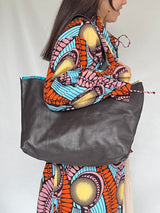 ナジュマ・レザートートL - ダークブラウン - 花あつめ -