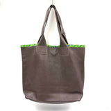 ナジュマ・レザートートXL - ダークブラウン - ホロホロ・ブルー&グリーン -