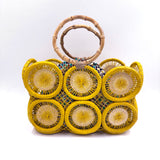 フルーツクロシェット・バスケットw/ミニアズマバッグ - イエロー -