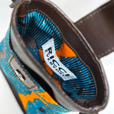 レザーモシェット・ダークブラウン - ハイライフ・ブルー -